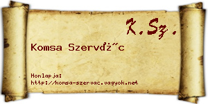 Komsa Szervác névjegykártya